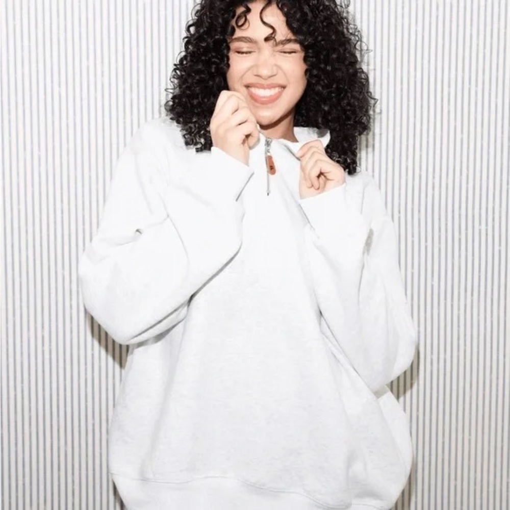 Cozy White Half-Zip Sweatshirt